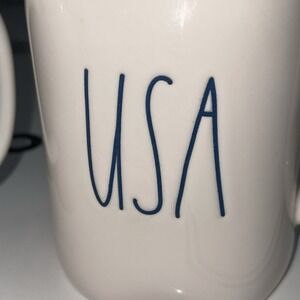 Rae Dunn 4th of July BRAVE USA LL Mug White w/ Red & Blue Magenta Set of 2